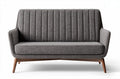 Mid-century modern gray fabric sofa with ribbed upholstery 180 x 80 x 85cm
