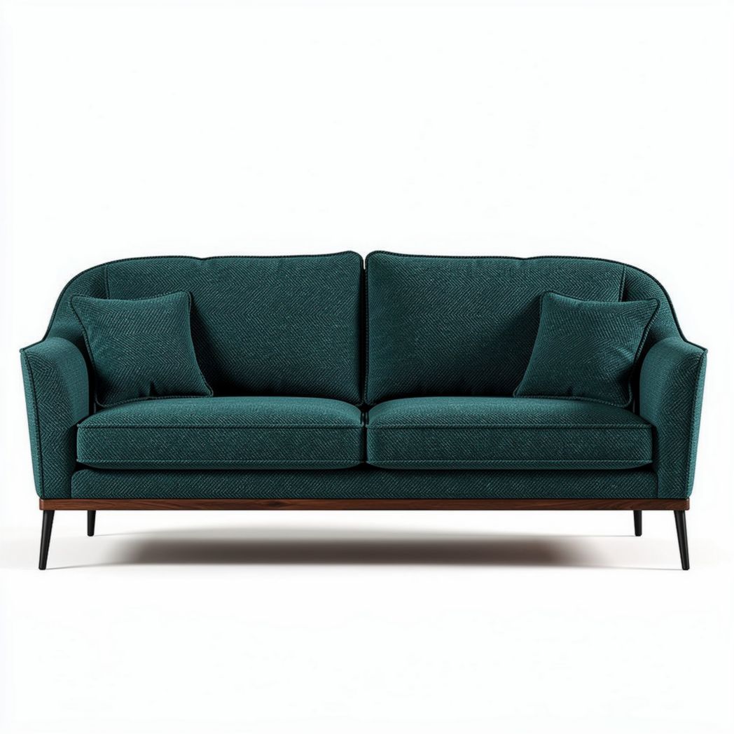 Fabric upholstered sofa with wooden legs in green 200 x 85 x 90cm