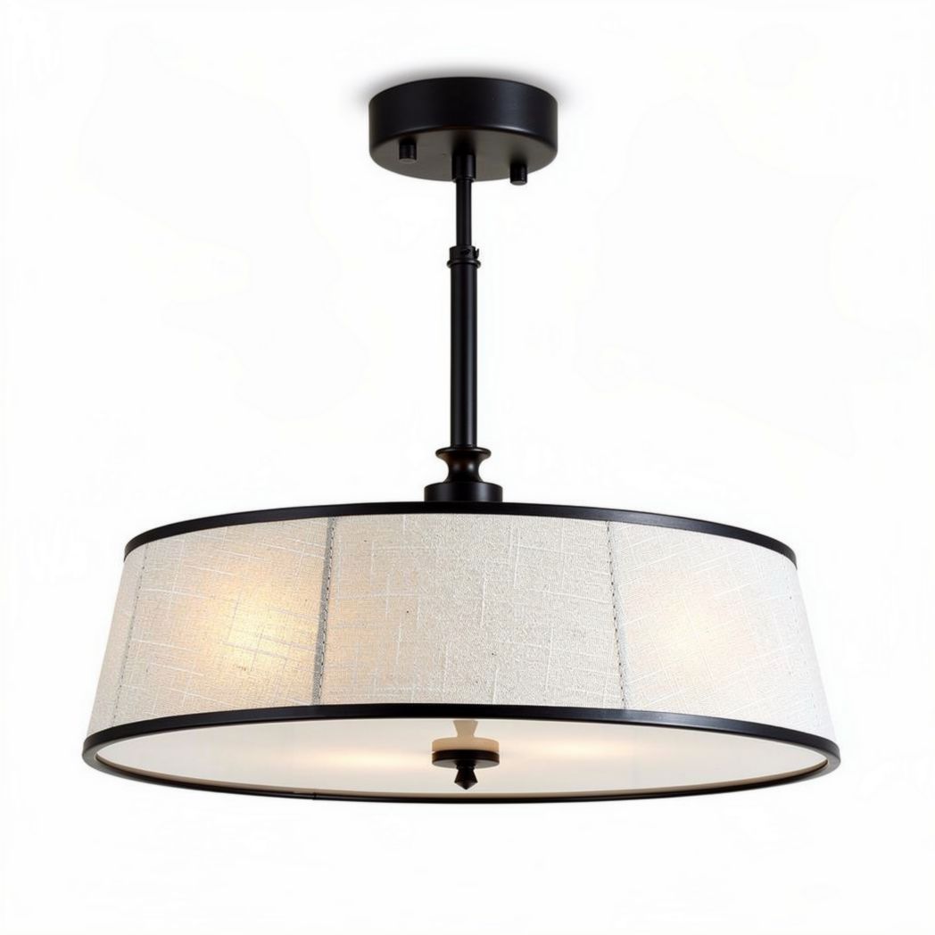 Modern black and white fabric pendant light fixture 40 x 25 x 20cm