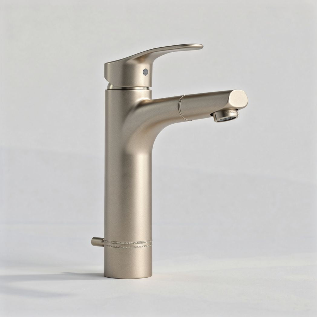 Brushed nickel bathroom sink faucet single handle 20 x 6 x 15cm